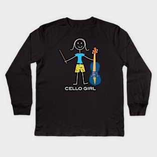 Funny Womens Cello Girl Kids Long Sleeve T-Shirt